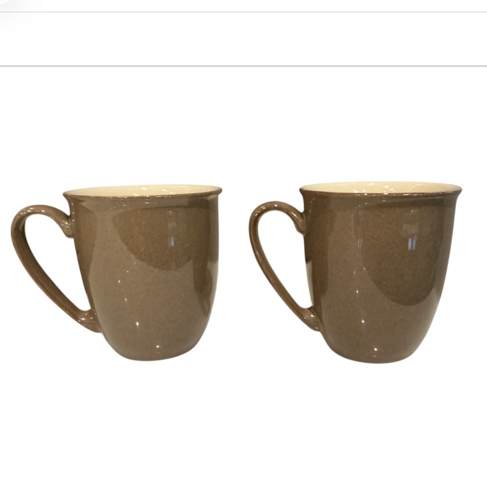 Denby Everyday Stoneware Mug Set Of 2 Tan Brown Freezer Dishwasher Oven Safe